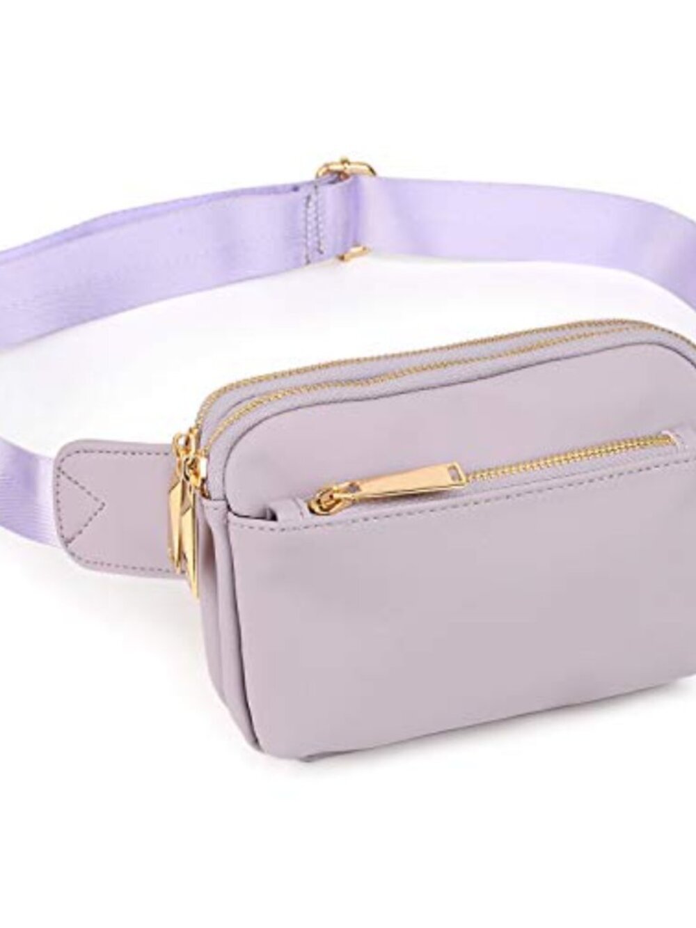 Faux Leather Belt Bag Waist Pack Running Crossbody Purse 3 Pockets